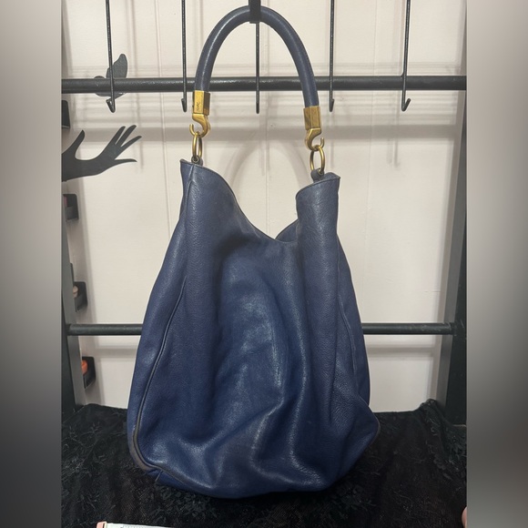 Authentic YSL big blue hobo with 24k metals - Picture 1 of 10
